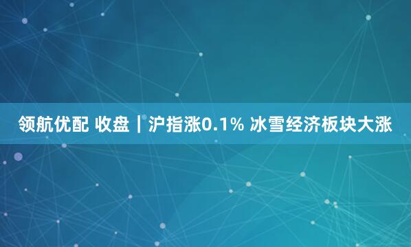 领航优配 收盘｜沪指涨0.1% 冰雪经济板块大涨